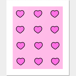 Simple Hearts Set/ Pack Rosa Pink Posters and Art